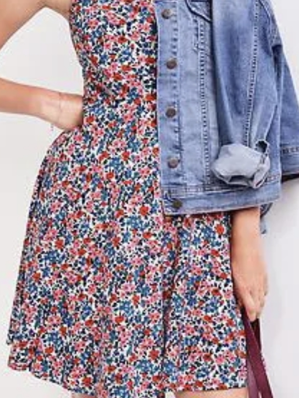 Old Navy Navy, Pink & Red Floral Smocked Top